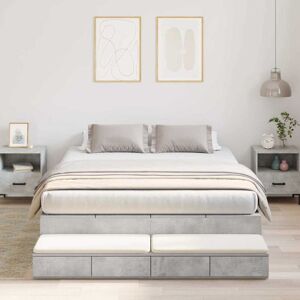 Storage Bed Frame with Door Concrete Grey 236.5 x 160 x 31.5 cm Vidaxl Storage Bed Frame with Door Concrete Grey 236.5 x 160 x 31.5 cm Vidaxl