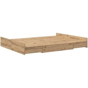 Storage Bed Frame Artisan oak 140 x 200 cm Engineered wood Vidaxl Storage Bed Frame Artisan oak 140 x 200 cm Engineered wood Vidaxl