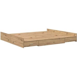 Storage Bed Frame Artisan oak 180 x 200 cm Engineered wood Vidaxl Storage Bed Frame Artisan oak 180 x 200 cm Engineered wood Vidaxl