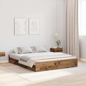 Storage Bed Frame Old wood 150 x 200 cm Engineered wood Vidaxl Storage Bed Frame Old wood 150 x 200 cm Engineered wood Vidaxl