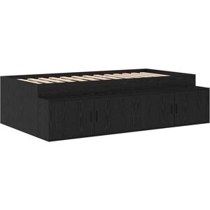 Storage Bed Frame Black oak 90 x 190 cm Engineered wood Vidaxl Storage Bed Frame Black oak 90 x 190 cm Engineered wood Vidaxl