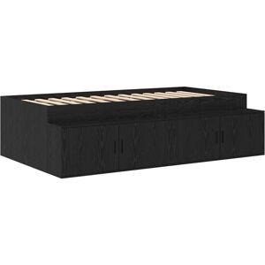 Storage Bed Frame Black oak 90 x 200 cm Engineered wood Vidaxl Storage Bed Frame Black oak 90 x 200 cm Engineered wood Vidaxl
