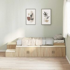Storage Bed Frame with Drawer Sonoma Oak 244 x 127 x 53.5 cm Vidaxl Storage Bed Frame with Drawer Sonoma Oak 244 x 127 x 53.5 cm Vidaxl