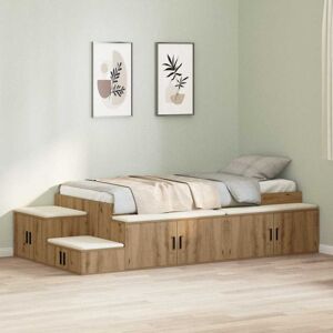Storage Bed Frame with Drawer Artisan oak 244 x 127 x 53.5 cm Vidaxl Storage Bed Frame with Drawer Artisan oak 244 x 127 x 53.5 cm Vidaxl
