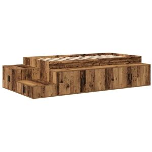 Storage Bed Frame Old wood 244 x 127 x 53.5 cm Engineered wood Vidaxl Storage Bed Frame Old wood 244 x 127 x 53.5 cm Engineered wood Vidaxl