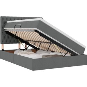 Storage Bed with Mattress Dark Grey 140 x 200 cm Polyester vidaXL Storage Bed with Mattress Dark Grey 140 x 200 cm Polyester vidaXL
