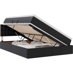 Storage Bed with Mattress Black 140 x 190 cm Faux Leather vidaXL Storage Bed with Mattress Black 140 x 190 cm Faux Leather vidaXL