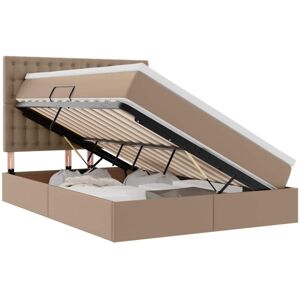 Storage Bed with Mattress Cappucino 140 x 190 cm Faux Leather vidaXL Storage Bed with Mattress Cappucino 140 x 190 cm Faux Leather vidaXL