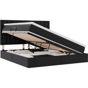 Storage Bed with Mattress Black 160 x 200 cm Faux Leather vidaXL Storage Bed with Mattress Black 160 x 200 cm Faux Leather vidaXL