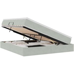Storage Bed with Mattress Light Grey 180 x 200 cm Velvet vidaXL Storage Bed with Mattress Light Grey 180 x 200 cm Velvet vidaXL