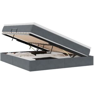 Storage Bed with Mattress Dark Grey 180 x 200 cm Velvet vidaXL Storage Bed with Mattress Dark Grey 180 x 200 cm Velvet vidaXL