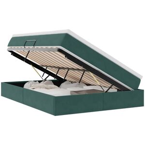 Storage Bed with Mattress Dark Green 140 x 190 cm Velvet vidaXL Storage Bed with Mattress Dark Green 140 x 190 cm Velvet vidaXL