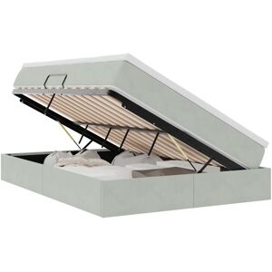 Storage Bed with Mattress Light Grey 140 x 190 cm Velvet vidaXL Storage Bed with Mattress Light Grey 140 x 190 cm Velvet vidaXL