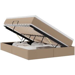 Storage Bed with Mattress Cappuccino 140 x 200 cm Faux Leather vidaXL Storage Bed with Mattress Cappuccino 140 x 200 cm Faux Leather vidaXL