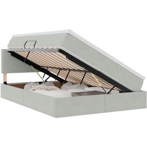 Storage Bed with Mattress Light Grey 140 x 190 cm Velvet vidaXL Storage Bed with Mattress Light Grey 140 x 190 cm Velvet vidaXL