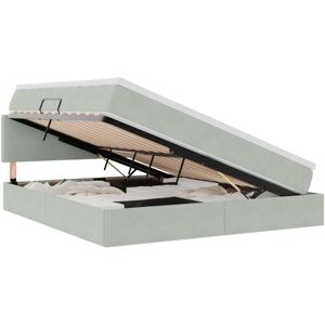 Storage Bed with Mattress Light Grey 180 x 200 cm Velvet vidaXL Storage Bed with Mattress Light Grey 180 x 200 cm Velvet vidaXL