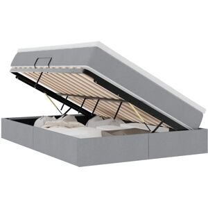 Storage Bed with Mattress Light Grey 140 x 190 cm Polyester vidaXL Storage Bed with Mattress Light Grey 140 x 190 cm Polyester vidaXL