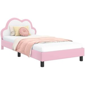 Children's Bed Frame with Headboard Pink 90 x 190 cm PU vidaXL Children's Bed Frame with Headboard Pink 90 x 190 cm PU vidaXL