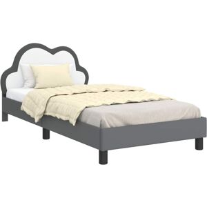 Children's Bed Frame with Headboard Light Grey 90 x 190 cm PU vidaXL Children's Bed Frame with Headboard Light Grey 90 x 190 cm PU vidaXL
