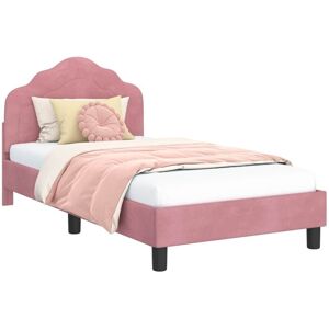 Children's Bed Frame with Headboard Pink 80 x 160 cm Velvet vidaXL Children's Bed Frame with Headboard Pink 80 x 160 cm Velvet vidaXL
