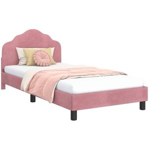 Children's Bed Frame with Headboard Pink 90 x 190 cm Velvet vidaXL Children's Bed Frame with Headboard Pink 90 x 190 cm Velvet vidaXL