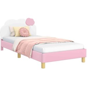 Children's Bed Frame with Headboard Pink 90 x 190 cm PU vidaXL Children's Bed Frame with Headboard Pink 90 x 190 cm PU vidaXL