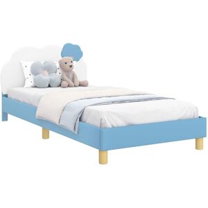 Children's Bed Frame with Headboard Blue 90 x 190 cm PU vidaXL Children's Bed Frame with Headboard Blue 90 x 190 cm PU vidaXL