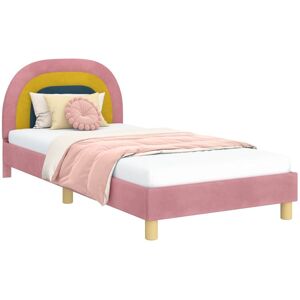 Children's Bed Frame with Headboard Pink 90 x 190 cm Velvet vidaXL Children's Bed Frame with Headboard Pink 90 x 190 cm Velvet vidaXL