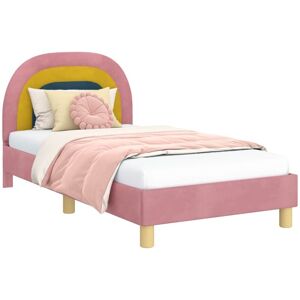Children's Bed Frame with Headboard Pink 80 x 160 cm Velvet vidaXL Children's Bed Frame with Headboard Pink 80 x 160 cm Velvet vidaXL