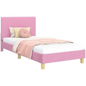 Children's Bed Frame with Headboard Pink 90 x 190 cm Fabric vidaXL Children's Bed Frame with Headboard Pink 90 x 190 cm Fabric vidaXL