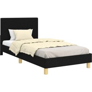 Children's Bed Frame with Headboard Black 90 x 190 cm Fabric vidaXL Children's Bed Frame with Headboard Black 90 x 190 cm Fabric vidaXL