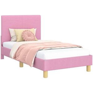 Children's Bed Frame with Headboard Pink 80 x 160 cm Fabric vidaXL Children's Bed Frame with Headboard Pink 80 x 160 cm Fabric vidaXL