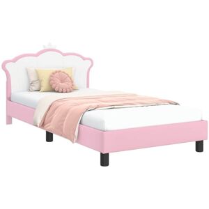 Children's Bed Frame with Headboard Pink 90 x 190 cm PU vidaXL Children's Bed Frame with Headboard Pink 90 x 190 cm PU vidaXL