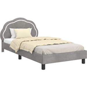 Children's Bed Frame with Headboard Light Grey 90 x 190 cm vidaXL Children's Bed Frame with Headboard Light Grey 90 x 190 cm vidaXL