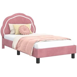 Children's Bed Frame with Headboard Pink 80 x 160 cm Velvet vidaXL Children's Bed Frame with Headboard Pink 80 x 160 cm Velvet vidaXL