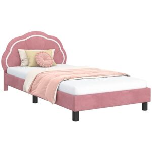 Children's Bed Frame with Headboard Pink 90 x 200 cm Velvet vidaXL Children's Bed Frame with Headboard Pink 90 x 200 cm Velvet vidaXL