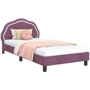Children's Bed Frame with Headboard Purple 90 x 190 cm Velvet vidaXL Children's Bed Frame with Headboard Purple 90 x 190 cm Velvet vidaXL