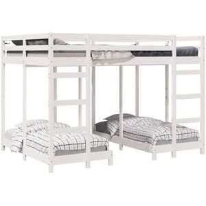 Triple Bunk Bed Frame White 140 x 200 cm Solid Pine Wood vidaXL Triple Bunk Bed Frame White 140 x 200 cm Solid Pine Wood vidaXL