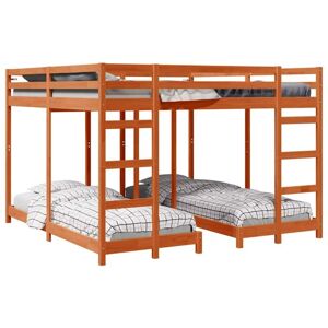 Triple Bunk Bed Frame Wax Brown 200 x 200 cm Solid Pine Wood vidaXL Triple Bunk Bed Frame Wax Brown 200 x 200 cm Solid Pine Wood vidaXL