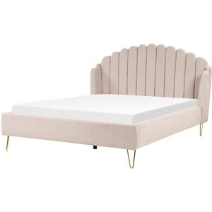 Beliani Bed AMBILLOU - Light Beige, Super King Size, Channel Tufted Headboard - Bed Beliani Bed AMBILLOU - Light Beige, Super King Size, Channel Tufted Headboard - Bed