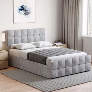 Home Discount - Valentina 4ft6 Double Fabric Ottoman Bed Frame, Crushed Velvet Silver, 190 x 135 cm Home Discount - Valentina 4ft6 Double Fabric Ottoman Bed Frame, Crushed Velvet Silver, 190 x 135 cm