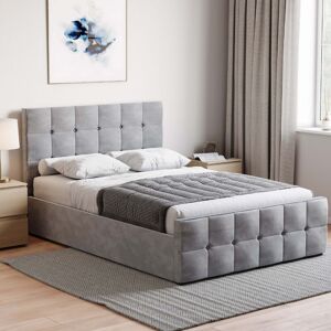 Home Discount - Valentina 4ft6 Double Fabric Ottoman Bed Frame, Light Grey Velvet, 190 x 135 cm Home Discount - Valentina 4ft6 Double Fabric Ottoman Bed Frame, Light Grey Velvet, 190 x 135 cm