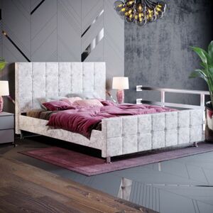 Home Discount - Valentina 5ft King Size Fabric Bed Frame, Crushed Velvet Silver, 200 x 150 cm Home Discount - Valentina 5ft King Size Fabric Bed Frame, Crushed Velvet Silver, 200 x 150 cm