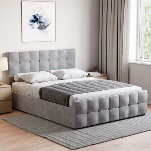 Home Discount - Valentina 5ft King Size Fabric Ottoman Bed Frame, Light Grey Velvet, 200 x 150 cm Home Discount - Valentina 5ft King Size Fabric Ottoman Bed Frame, Light Grey Velvet, 200 x 150 cm