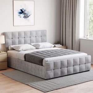 Home Discount - Valentina 5ft King Size Fabric Ottoman Bed Frame, Crushed Velvet Silver, 200 x 150 cm Home Discount - Valentina 5ft King Size Fabric Ottoman Bed Frame, Crushed Velvet Silver, 200 x 150 cm