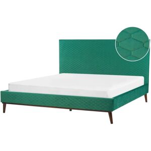 Beliani Super King Size Bed Green Velvet - Bed Beliani Super King Size Bed Green Velvet - Bed