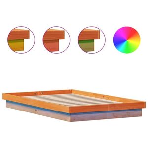 Led Bed Frame without Mattress Wax Brown 140x200 cm Solid Wood Vidaxl Led Bed Frame without Mattress Wax Brown 140x200 cm Solid Wood Vidaxl