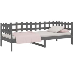 Day Bed without Mattress Grey 90x200 cm Solid Wood Pine vidaXL Day Bed without Mattress Grey 90x200 cm Solid Wood Pine vidaXL