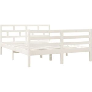 Vidaxl - 3101264 Bed Frame without Mattress White Solid Wood 140x190 cm (810411+814195) Vidaxl - 3101264 Bed Frame without Mattress White Solid Wood 140x190 cm (810411+814195)