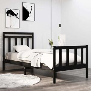 Bed Frame without Mattress Black 75x190 cm Small Single Solid Wood Vidaxl Bed Frame without Mattress Black 75x190 cm Small Single Solid Wood Vidaxl